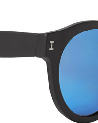 Illesteva Leonard Round Frame Matte Acetate Mirrored Sunglasses