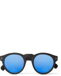 Illesteva Leonard Round Frame Matte Acetate Mirrored Sunglasses