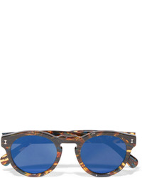 Illesteva Leonard Round Frame Tortoiseshell Acetate Mirrored Sunglasses