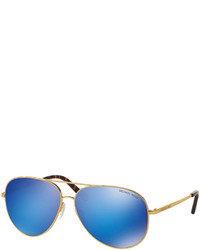 Michael Kors Michl Kors Mirrored Flash Aviator Sunglasses Goldblue