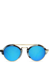 Illesteva Milan Ii Round Iridescent Sunglasses Hornblue