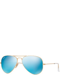 Ray-Ban Mirrored Aviator Sunglasses Goldenblue