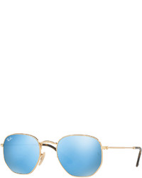 Ray-Ban Mirrored Hexagonal Sunglasses Light Bluegold