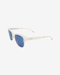 Intermix Oliver Peoples West Hobson Mirrored Lense Acetate Rim Sunglasses White