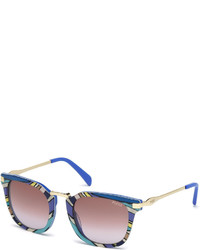 Emilio Pucci Patterned Gradient Square Sunglasses Blue
