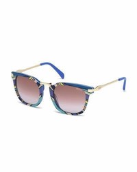 Emilio Pucci Patterned Gradient Square Sunglasses Blue