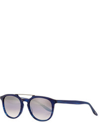 Barton Perreira Rainey Rectangular Top Bar Sunglasses Cobaltsilver