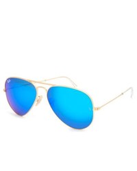 Ray-Ban Aviator Large Metal Sunglasses Matte Goldcrystal Blue Mirror One Size For 230829621