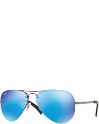 Ray-Ban Rimless Mirrored Iridescent Aviator Sunglasses