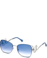 Roberto Cavalli Rimless Square Swirl Sunglasses Blue