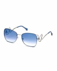 Roberto Cavalli Rimless Square Swirl Sunglasses Blue