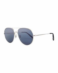 Oliver Peoples Rockmore Metal Oversized Pilot Sunglasses Brushed Silverblue