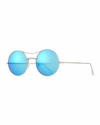 Kyme Ros Round Mirror Sunglasses Silverblue