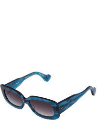 Dita Rouen Retro Plastic Rectangle Sunglasses Bright Blue