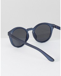 Asos Round Sunglasses In Matte Blue