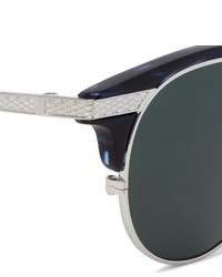 Barton Perreira Roux Round Frame Acetate And Silver Tone Sunglasses