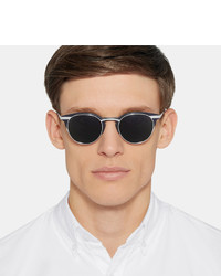 Barton Perreira Roux Round Frame Acetate And Silver Tone Sunglasses