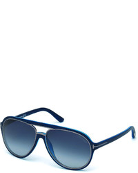 Tom Ford Sergio Injected Aviator Sunglasses Matte Dark Blue