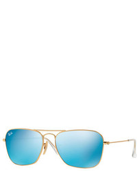 Ray-Ban Square Ombre Mirrored Aviator Sunglasses Goldenblue