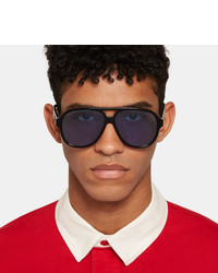 Gucci Striped Aviator Style Acetate Sunglasses