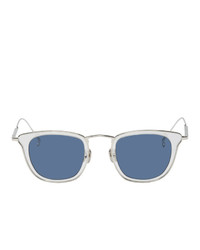 Issey Miyake Men Transparent And Blue Square Iii Sunglasses