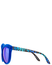 Italia Independent Velvet Textured Enhanced Brow Striped Mirror Sunglasses