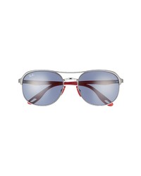 Ray-Ban X Ferrari 58mm Rectangular Sunglasses In Matte Grey Dark Blue At Nordstrom