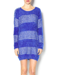 Umgee USA Fuzzy Stripped Sweater Dress