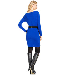Ny Collection Long Sleeve Belted Sweater Dress