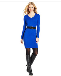 Ny Collection Long Sleeve Belted Sweater Dress
