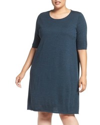 Eileen Fisher Plus Size Crewneck Merino Jersey Sweater Dress