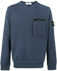 Stone Island Blue Zip Pocket Sweatshirt