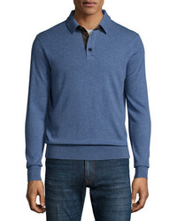 Neiman Marcus Cashmere Long Sleeve Polo Sweater