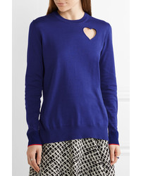 Proenza Schouler Cutout Cotton Blend Sweater Royal Blue