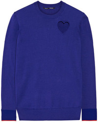 Proenza Schouler Cutout Cotton Blend Sweater Royal Blue