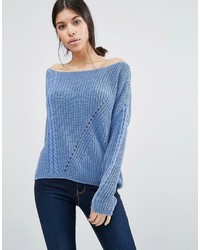 Vero Moda Stones Off The Shoulder Sweater In Blue