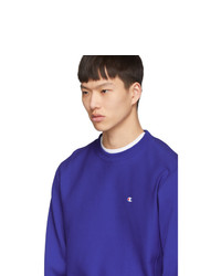 Champion Reverse Weave Blue Logo Sweatshirt