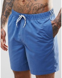 Asos Brand Mid Length Swim Shorts In Blue
