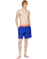 Versace Underwear Blue Greca Border Swim Shorts