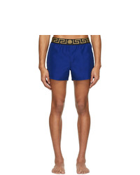 Versace Underwear Blue Greek Key Swim Shorts