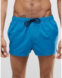 Asos Brand Super Short Length Swim Shorts In Blue