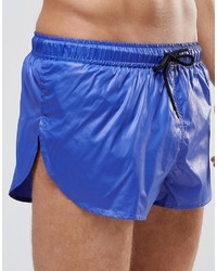 Asos Brand Super Short Length Swim Shorts In Wet Look With Side Split