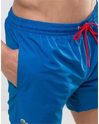Lacoste Logo Swim Shorts In Blue With Contrast Cord