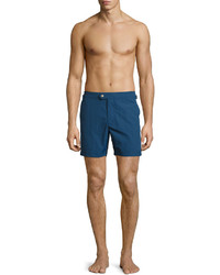 Tom Ford Solid Micro Faille Swim Trunks Bright Blue