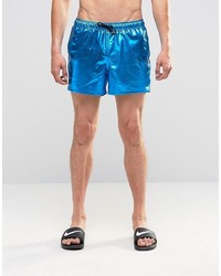 Asos Swim Shorts In Metallic Teal Short Length