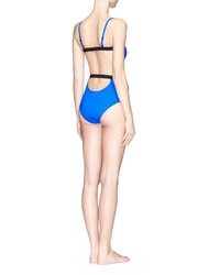 Alexander Wang T By Two Tone Bonded Tricot One Piece Swimsuit