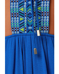 LuLu*s Tiki Hut Embroidered Blue Dress
