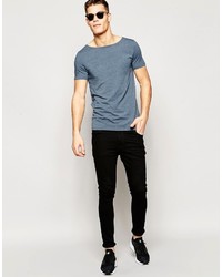 Asos Brand Muscle T Shirt With Boat Neck In Dark Green