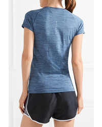 Nike Paneled Dri Fit Stretch T Shirt Blue