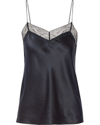 Vince Lace Trimmed Silk Satin Camisole Midnight Blue